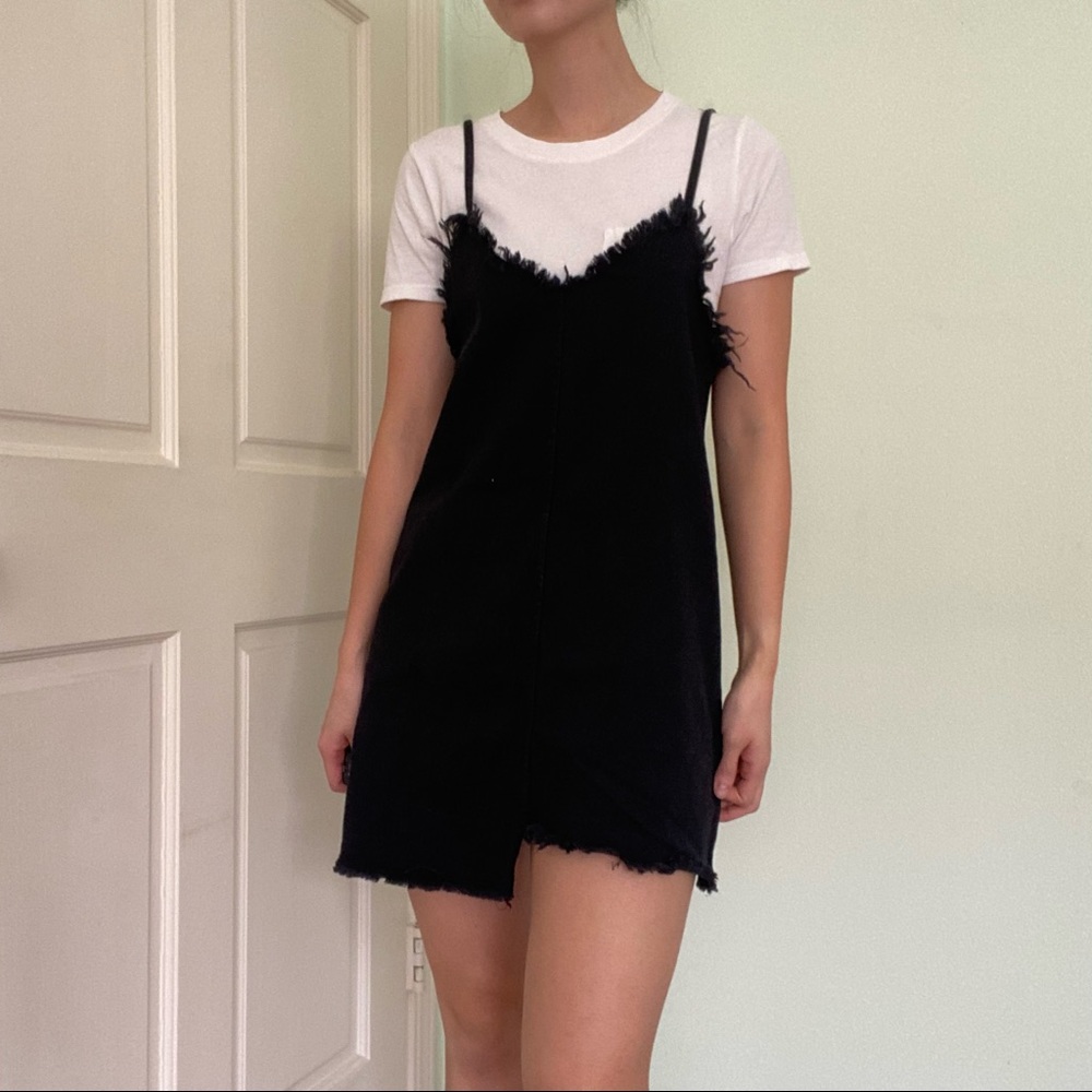 Raw Edge Black Denim Dress